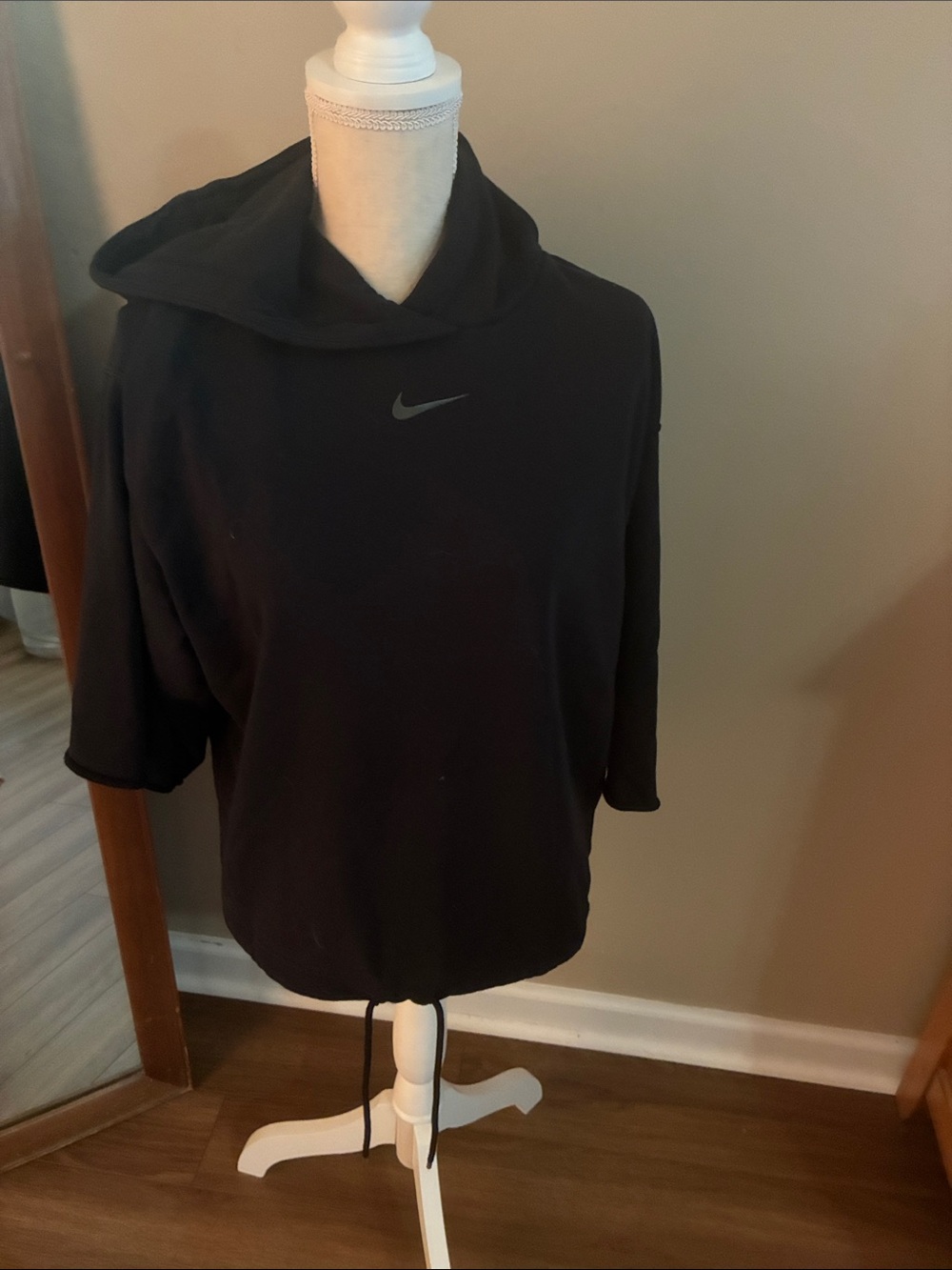 Nike Black Short-Sleeve Pullover Hoodie with Swoosh